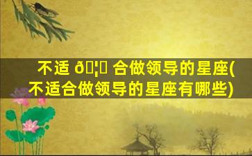 不适 🦄 合做领导的星座(不适合做领导的星座有哪些)